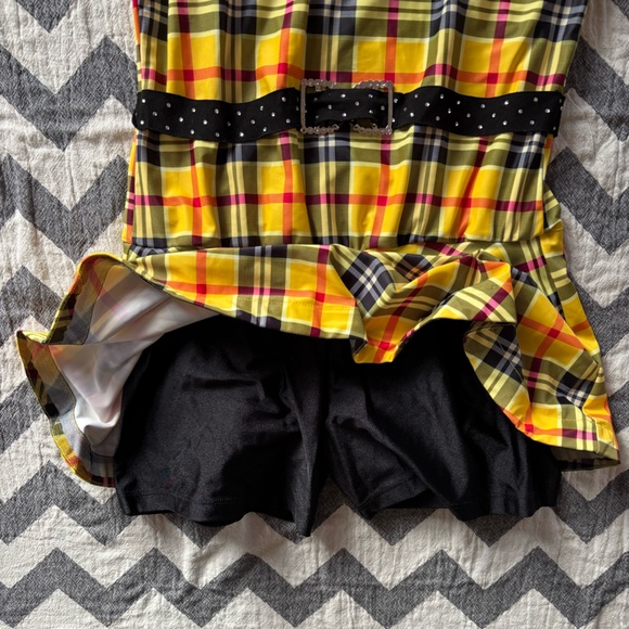 Revolution Yellow and Black Plaid Kids XXLC dance skating dress - Picture 5 of 9